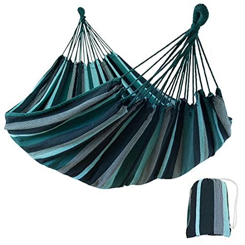 yourGEAR Cebu - XXL Hängematte 220 x 160 cm | Smaragd (Grün) oder Aqua (Blau) |300 kg TÜV geprüft | Baumwolle | Tuchhängematte 2 Personen| Packtasche [Smaragd] von your GEAR