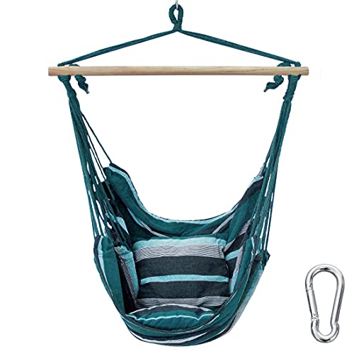 yourGEAR Lombok - Hängesessel mit 2 Kissen - Sitz-Hängematte - Farbauswahl Smaragd (Grün) oder Aqua (Blau) - max. 240 kg TÜV geprüft - Hängesitz Hängeschaukel 360° Swing Chair von your GEAR