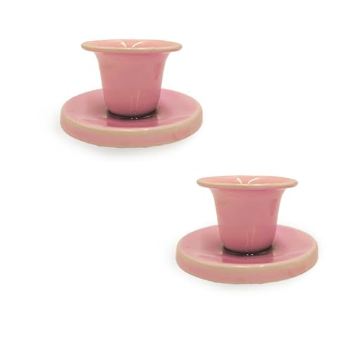 Kerzenhalter aus Metall, Kerzenständer für Stabkerzen, Tischkerzen und kleine Teelichter, Stabkerzenhalter, für Wohn- und Esszimmer, 2er Set Rosa von your castle