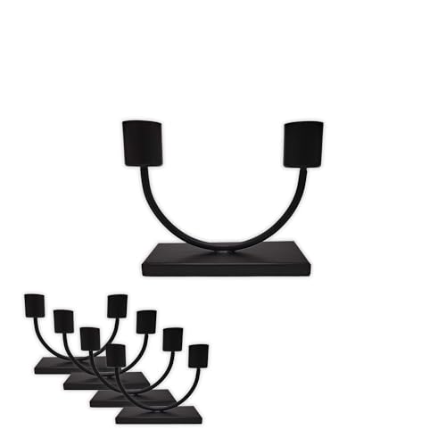 Kerzenhalter aus Metall, Kerzenständer für Stabkerzen, Tischkerzen und kleine Teelichter, Stabkerzenhalter, für Wohn- und Esszimmer, 5er Set Schwarz von your castle