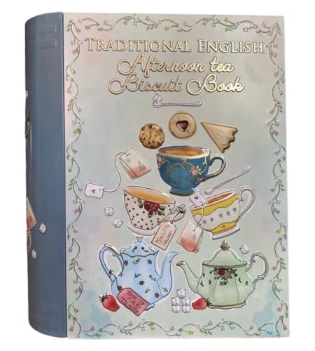 your castle Blechdose in Form eines Buches Afternoon Tea Book Große Buchdose Keksdose Deko-Box Retro-Dose sehr groß, 24.5 x 21 x 9 cm Vol.: 3 L von your castle