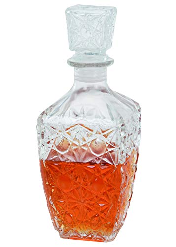 your castle Glas-Karaffe mit Glasverschluss für Whiskey, Cognac, Likör Whisky-Dekanter Whiskyflasche Dekantierer 900 ml, 23x9x9cm von your castle