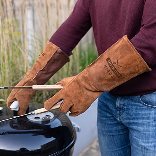 Personalisierbare Grillhandschuhe aus Leder mit Gravur, perfekt als individuelles Geschenk - Hitzebeständiges Büffelleder für Beste Qualität (Braun) von your surprise