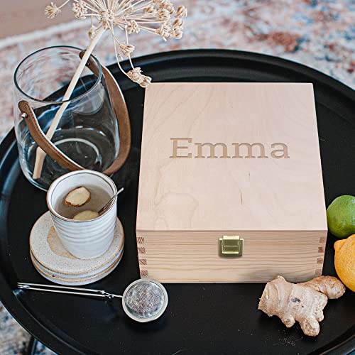 YourSurprise Personalisierte Teebox mit Namen oder Text - Teebox mit name aus Holz mit laser gravur (Teebox) von your surprise