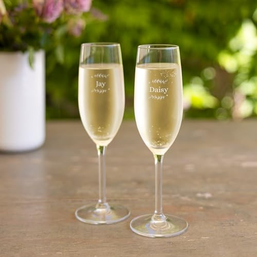 Champagnerglas mit Gravur, Geschenk zur Hochzeit mit Namen und Datum personalisierte Sektgläser (2) von your surprise