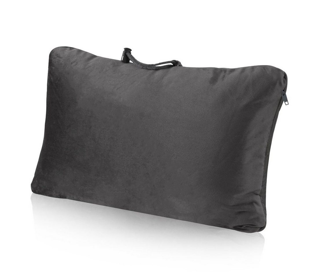 Visko-Kissen yourGEAR Memory Foam Reisekissen - komprimierbares Outdoor Kissen 40x26x15cm mit Visco-Schaumflocken & Velour Bezug, yourGEAR von yourGEAR