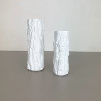 Set Of 2 Porcelain Op Art Brutalist Vase By Bareuther, Bavaria, Germany, 1970S Bisquit Space Age Op | Midcentury Modern Danish von yourhomeplus