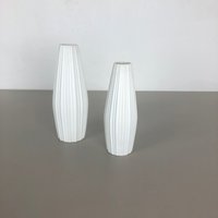 Set Of 2 Porcelain Op Art "Lines" Vase By Heinrich Selb, Germany, 1970S | Bisquit Space Age Midcentury Modern von yourhomeplus