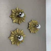 Set Of Three Brutalist Bronze Sunburst Wall Ceiling Light Sconces, Italy 1950S Modern Stilnovo Style | Danish Art Deco Set Of Three Brutalist Bronze Sunburst Wall Ceiling Light Sconces, Italy 1950S Modern Stilnovo Style | Danish Art Deco von yourhomeplus