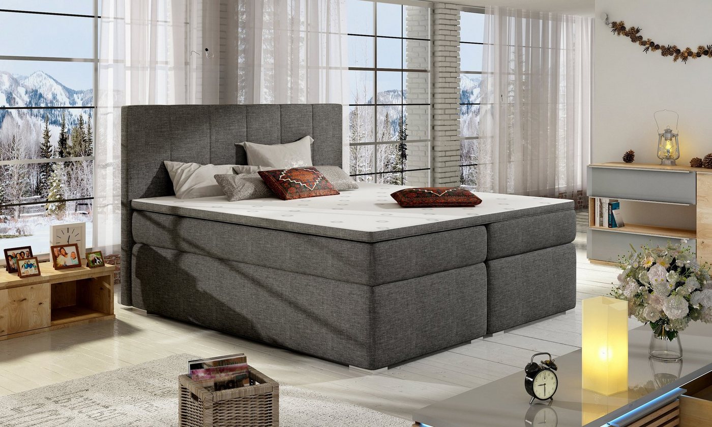 yourhouse24 Boxspringbett BOLERO Bett Hotelbett mit zwei Bettkasten Gepolstertes Bett von yourhouse24