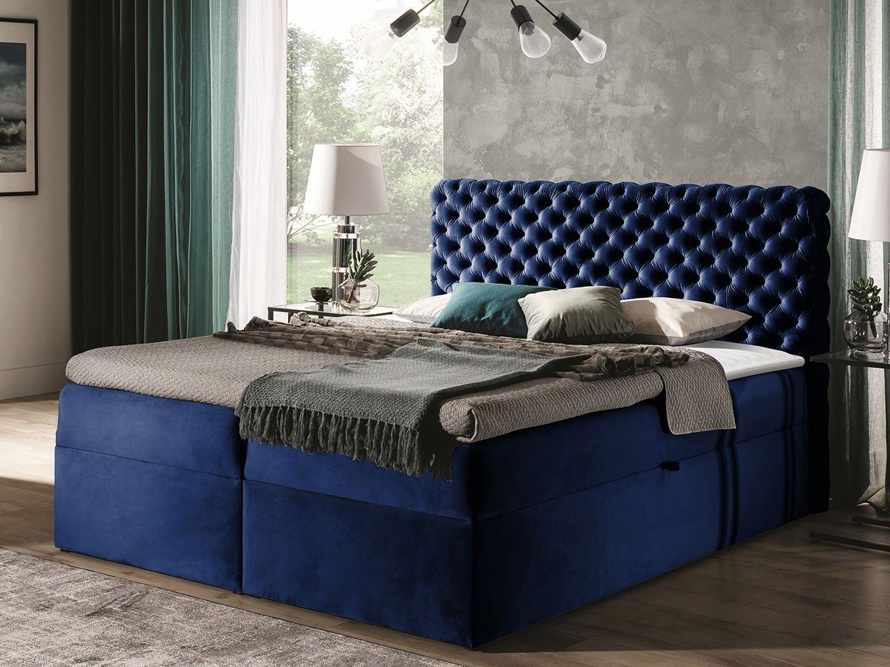 yourhouse24 Boxspringbett Chesterfield mit 2 Bettkästen, Doppelbett mit Bonell-Matratze + Topper von yourhouse24