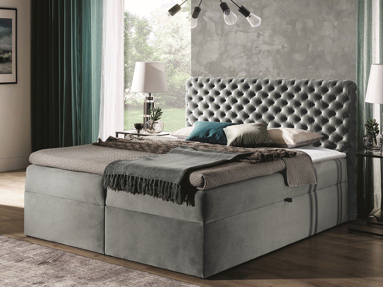 yourhouse24 Boxspringbett Chesterfield mit 2 Bettkästen, Doppelbett mit Bonell-Matratze + Topper von yourhouse24