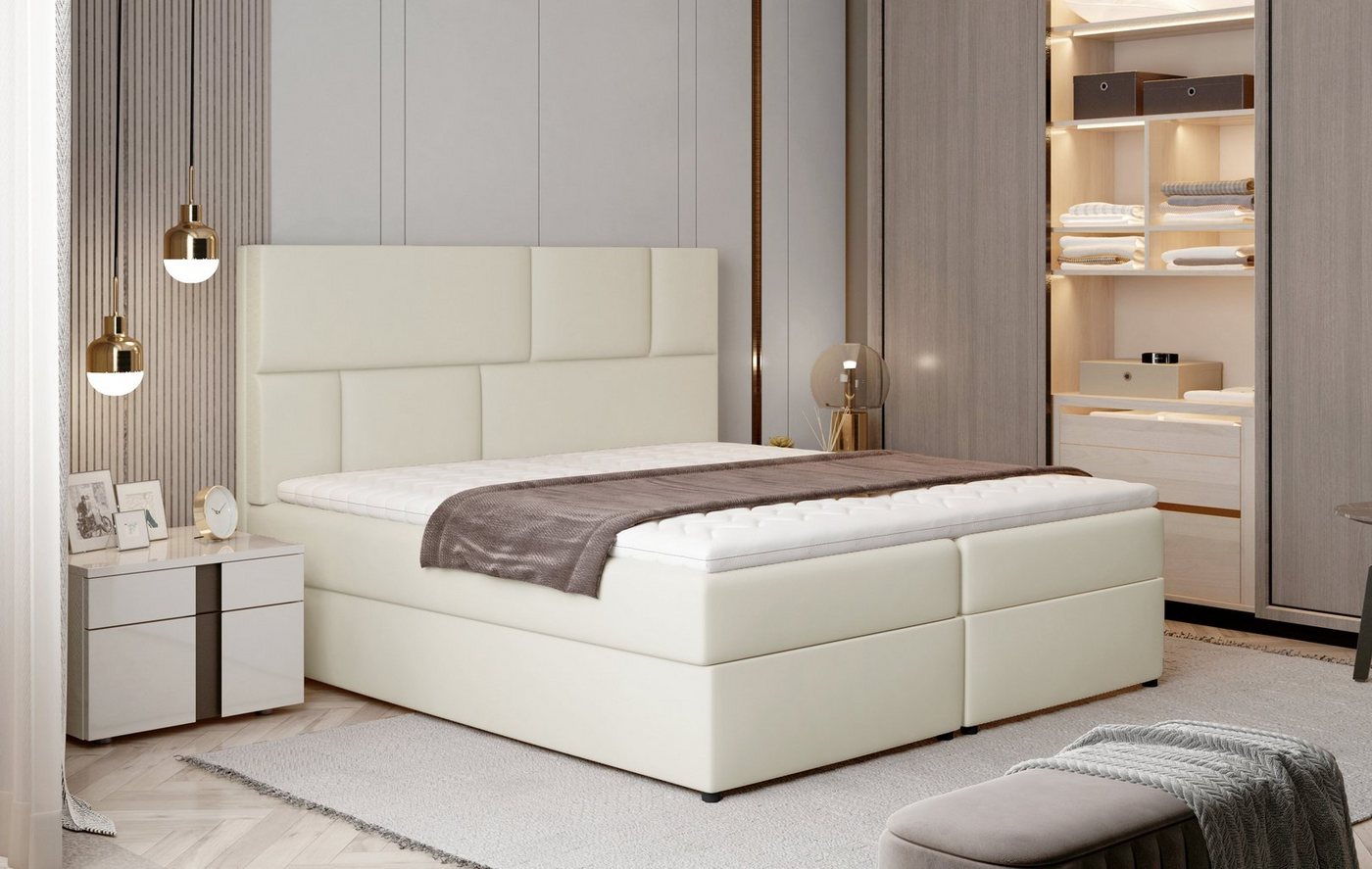 yourhouse24 Boxspringbett Florence mit 2 Bettkästen, Doppelbett mit Bonell-Matratze + Topper von yourhouse24