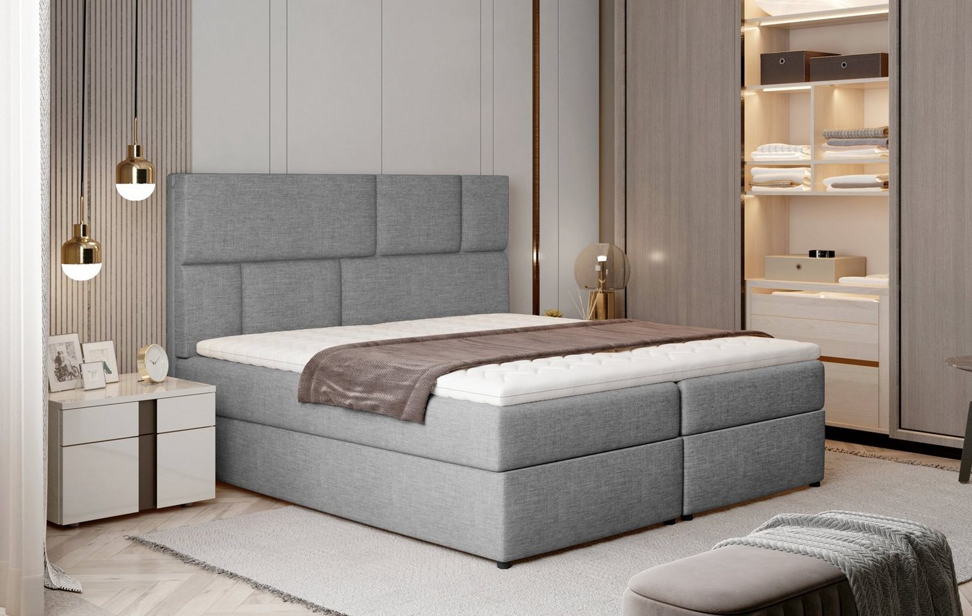 yourhouse24 Boxspringbett Florence mit 2 Bettkästen, Doppelbett mit Bonell-Matratze + Topper von yourhouse24