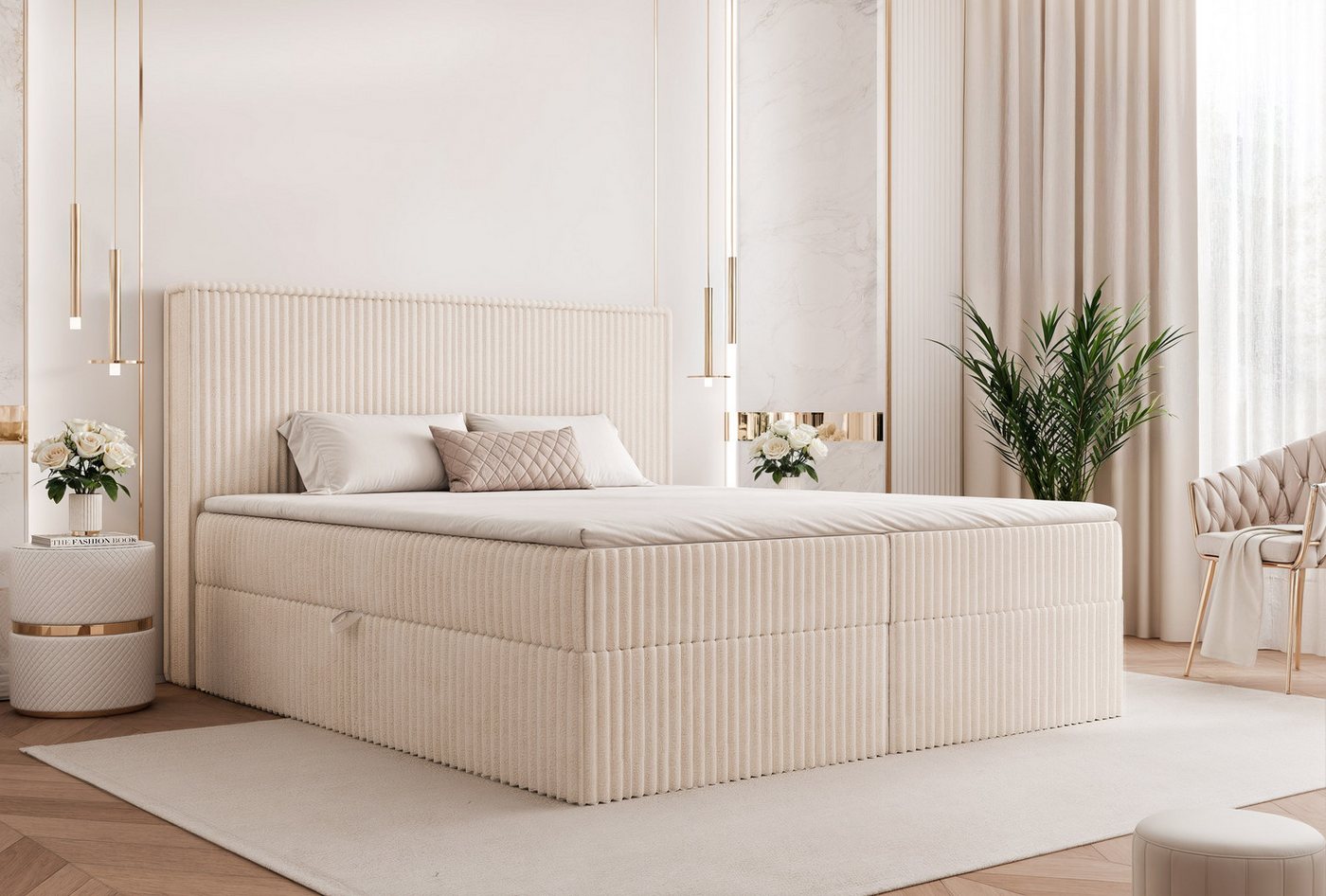 yourhouse24 Boxspringbett HIUMA II mit Stauraum (Bonell-Matratze + Topper) (Bett mit Stauraum und Topper), inkl. Bettkasten und Topper von yourhouse24