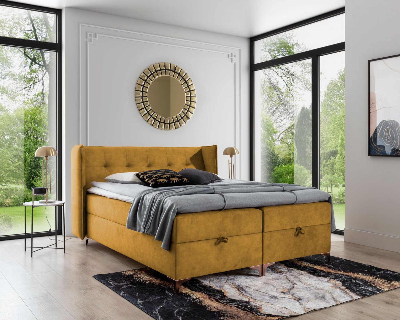 yourhouse24 Boxspringbett LOTOS (Bonell-Matratze und Topperr), mit zwei Bettkästen von yourhouse24