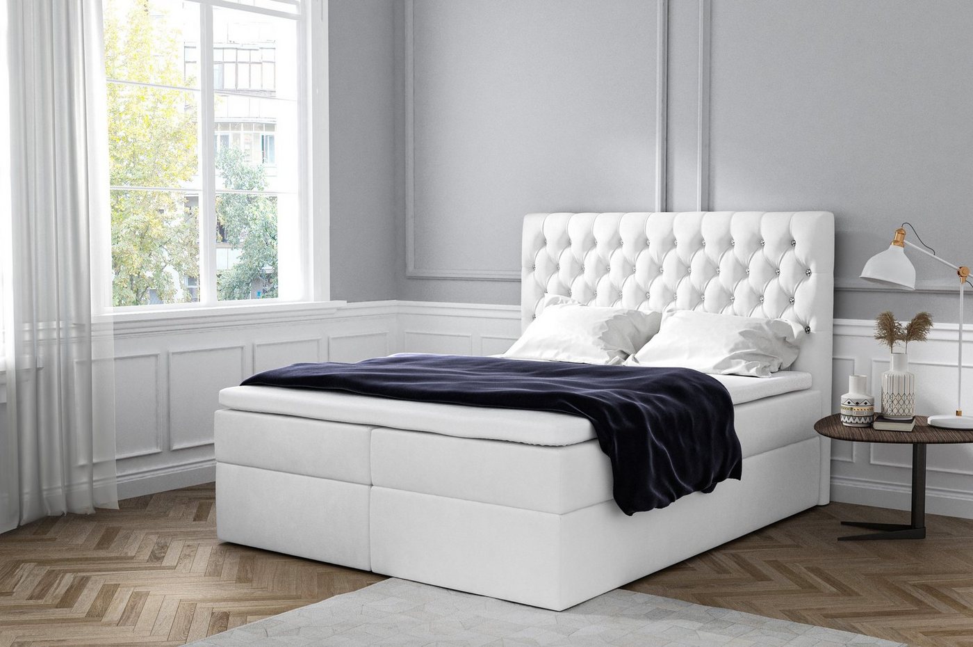 yourhouse24 Boxspringbett MONA mit 2 Bettkästen, Doppelbett mit Bonell-Matratze + Topper von yourhouse24