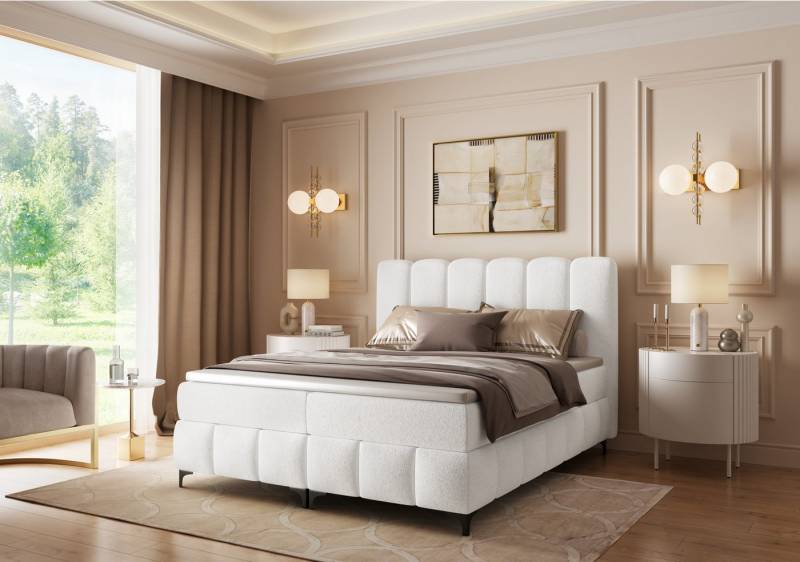 yourhouse24 Boxspringbett MONROE (mit zwei Bettkästen, Bonell-Matratze und Topper), Doppelbett, Polsterbett mit Kopfteil, Boxspringbett von yourhouse24