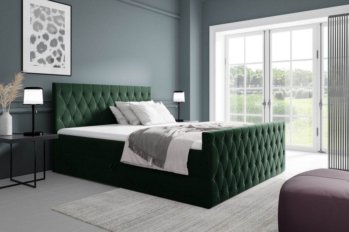 yourhouse24 Boxspringbett MONTANA (Bonell-Matratze und Topper), mit zwei Bettkästen von yourhouse24