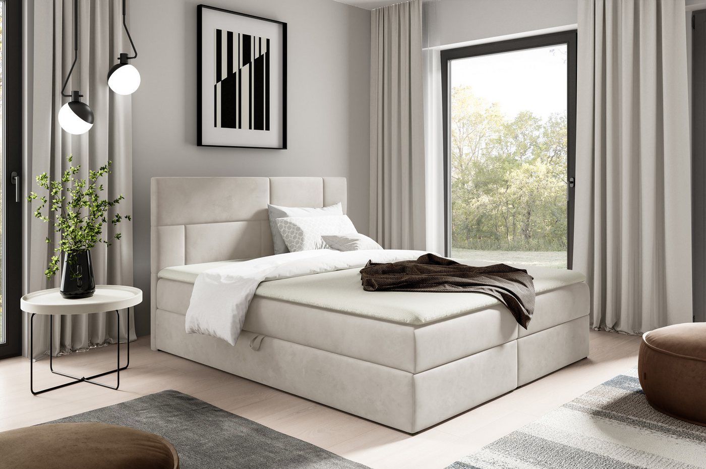 yourhouse24 Boxspringbett ORLANDO (Bonell-Matratze und Topper), mit zwei Bettkästen von yourhouse24