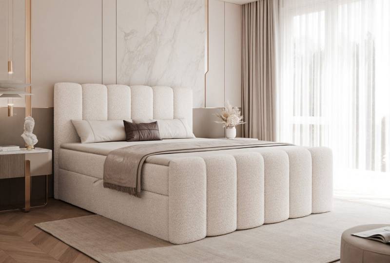 yourhouse24 Boxspringbett Palermo (Bettgestell mit 2 Bettkästen), Bonell, Topper, Doppelbett gepolstertes Kopfteil mit Bettkasten von yourhouse24