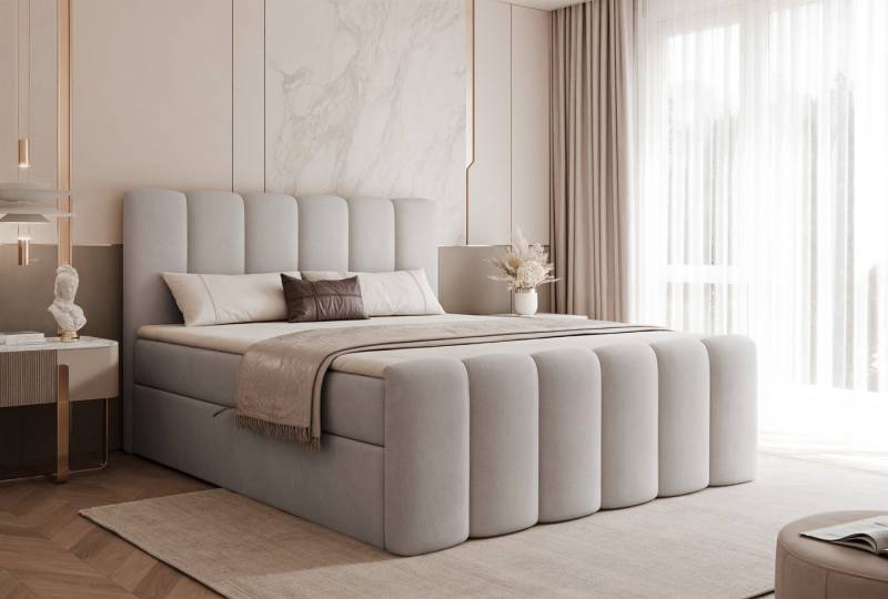 yourhouse24 Boxspringbett Palermo Doppelbett gepolstertes Kopfteil mit Bettkasten (Bettgestell mit 2 Bettkästen), Bonell, Topper, Doppelbett gepolstertes Kopfteil mit Bettkasten von yourhouse24