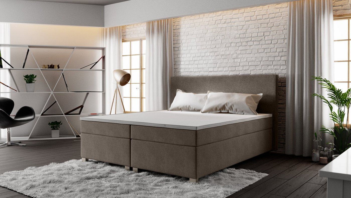 yourhouse24 Boxspringbett Simple Hotelbett, Doppelbett mit Bonell-Matratze + Topper von yourhouse24