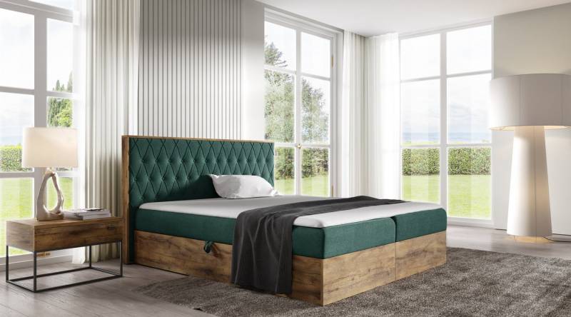 yourhouse24 Boxspringbett Wood VI (Bonell-Matratze und Topperr), mit zwei Bettkästen von yourhouse24