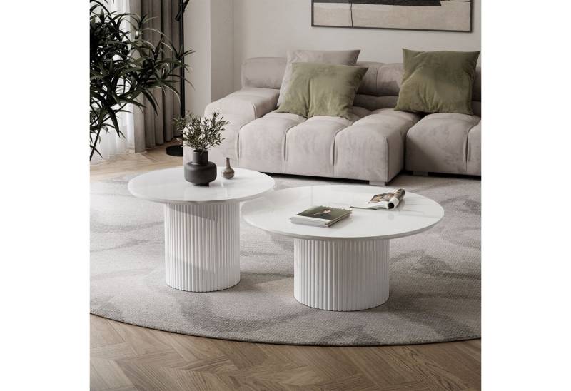 yourhouse24 Couchtisch Set OVI 2in1 Riffel-Design (2er Set), Breite 60 und 80 cm von yourhouse24