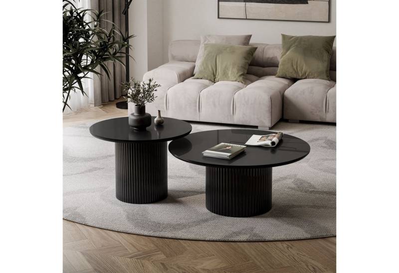 yourhouse24 Couchtisch Set OVI 2in1 Riffel-Design (2er Set), Breite 60 und 80 cm von yourhouse24
