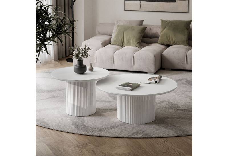 yourhouse24 Couchtisch Set OVI 2in1 Riffel-Design (2er Set), Breite 60 und 80 cm von yourhouse24