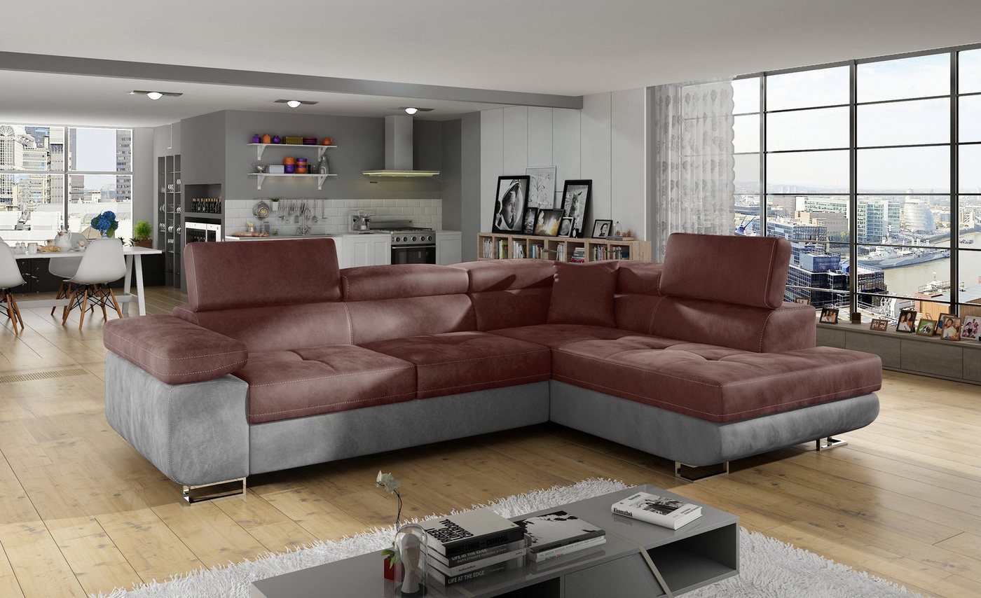 yourhouse24 Ecksofa ANTON L-form Schlafsofa Wohnlandschaft Links Rechts Couch Bettkasten von yourhouse24