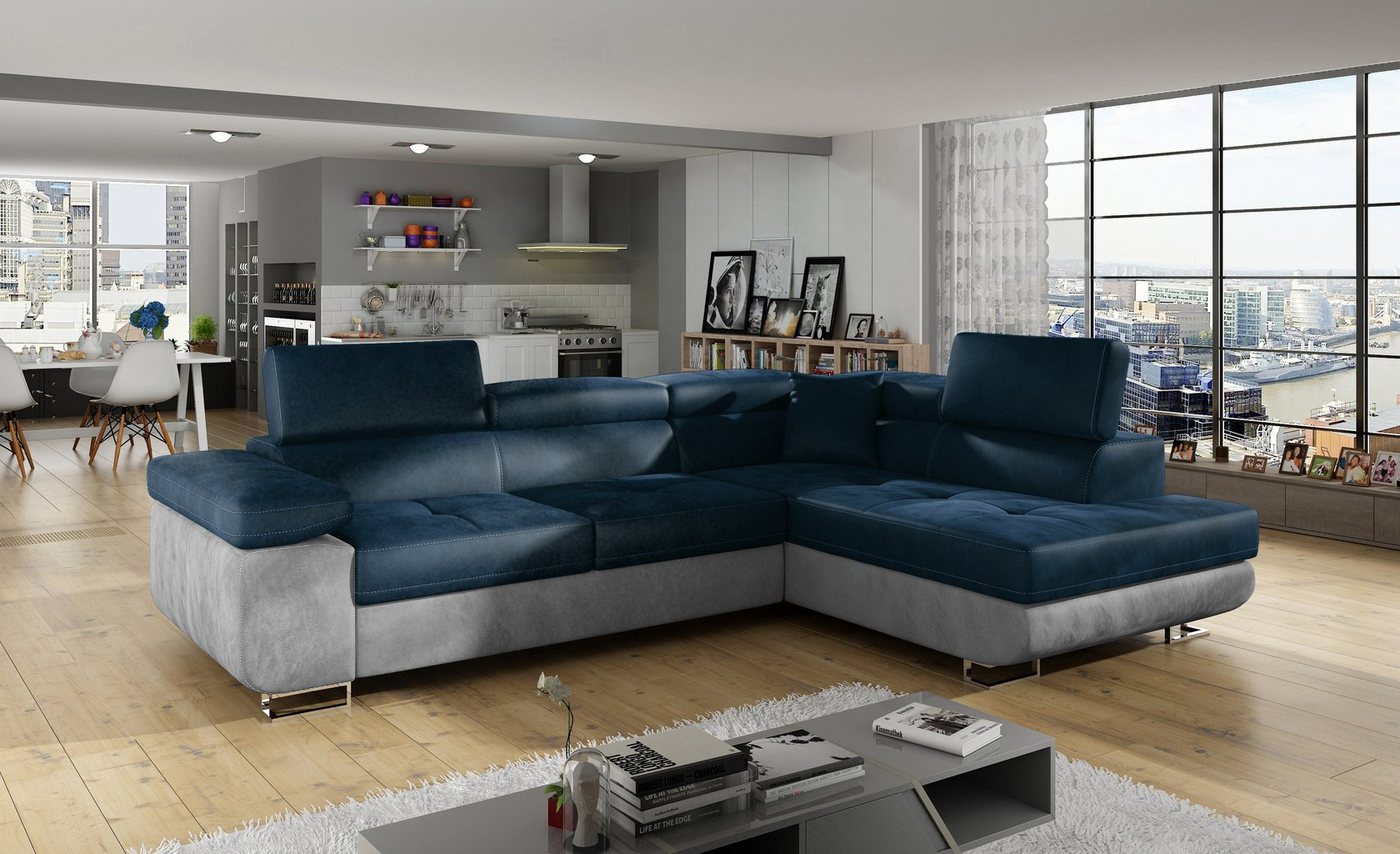 yourhouse24 Ecksofa ANTON L-form Schlafsofa Wohnlandschaft Links Rechts Couch Bettkasten von yourhouse24