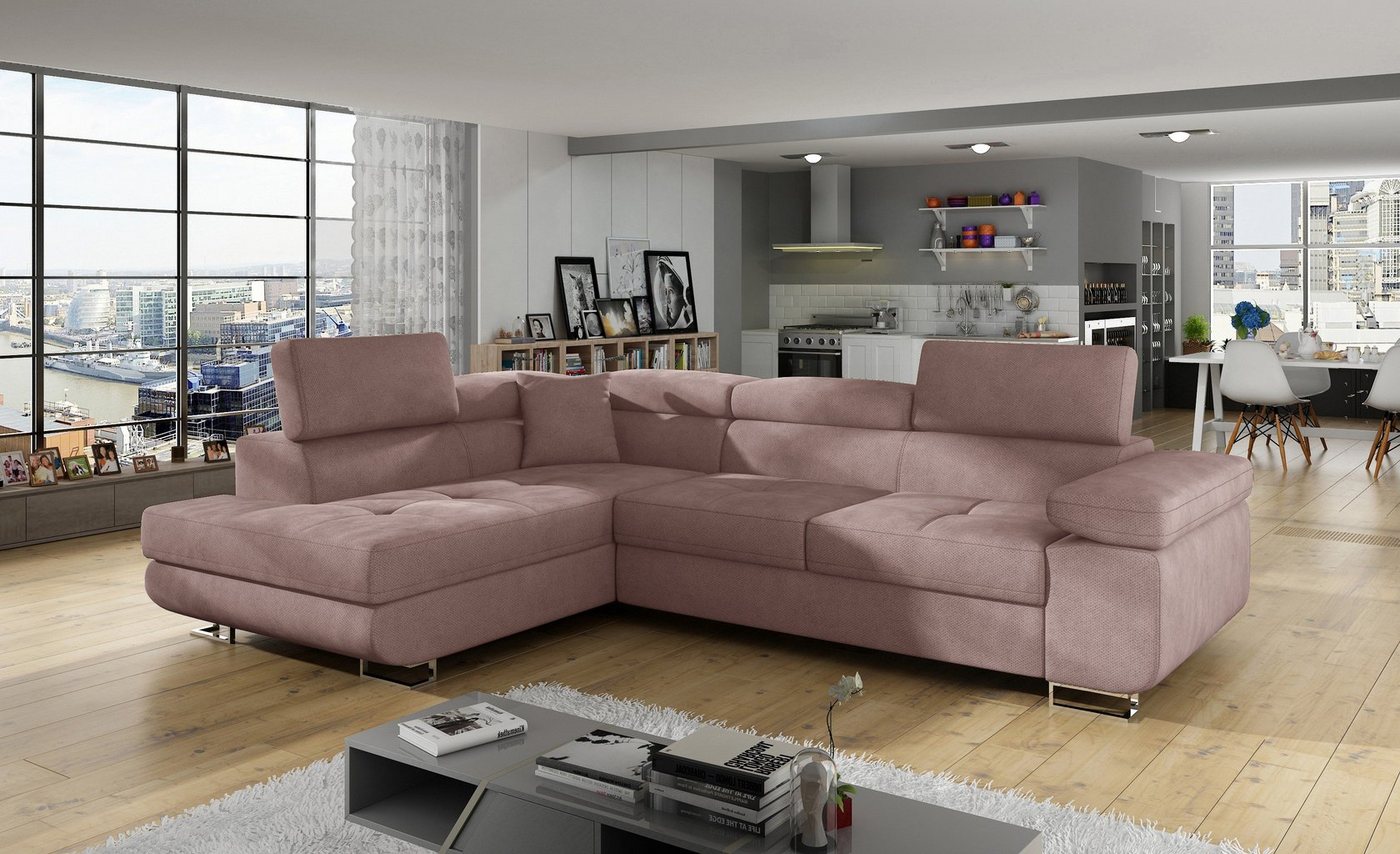 yourhouse24 Ecksofa ANTON L-form Schlafsofa Wohnlandschaft Links Rechts Couch Bettkasten von yourhouse24