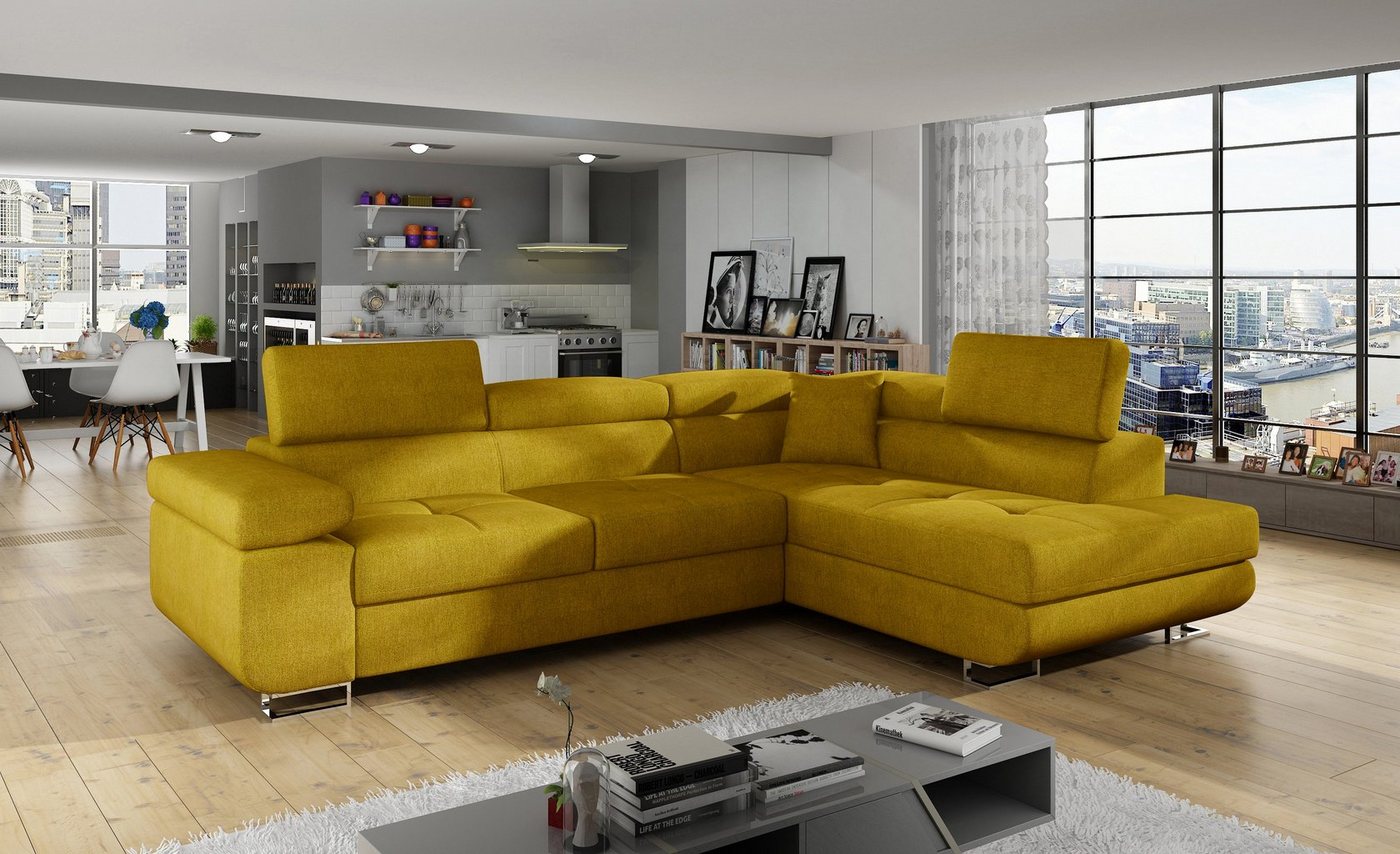 yourhouse24 Ecksofa ANTON L-form Schlafsofa Wohnlandschaft Links Rechts Couch Bettkasten von yourhouse24