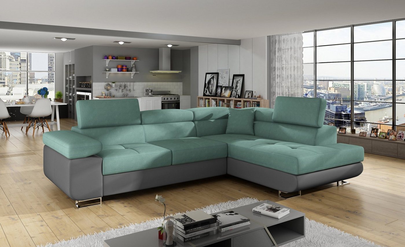 yourhouse24 Ecksofa ANTON L-form Schlafsofa Wohnlandschaft Links Rechts Couch Bettkasten von yourhouse24