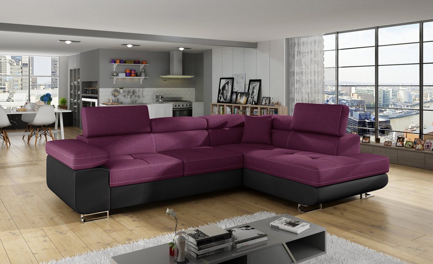 yourhouse24 Ecksofa ANTON L-form Schlafsofa Wohnlandschaft Links Rechts Couch Bettkasten von yourhouse24