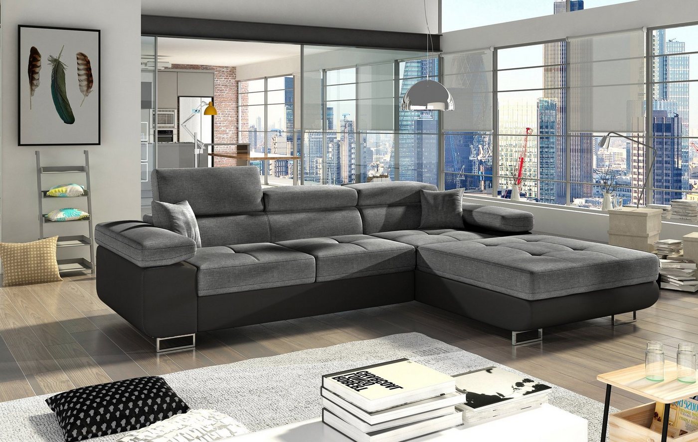 yourhouse24 Ecksofa Armando L-form Schlafsofa Wohnlandschaft Links Rechts Couch Bettkasten von yourhouse24