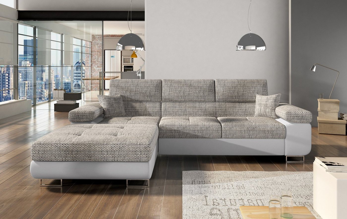 yourhouse24 Ecksofa Armando L-form Schlafsofa Wohnlandschaft Links Rechts Couch Bettkasten von yourhouse24