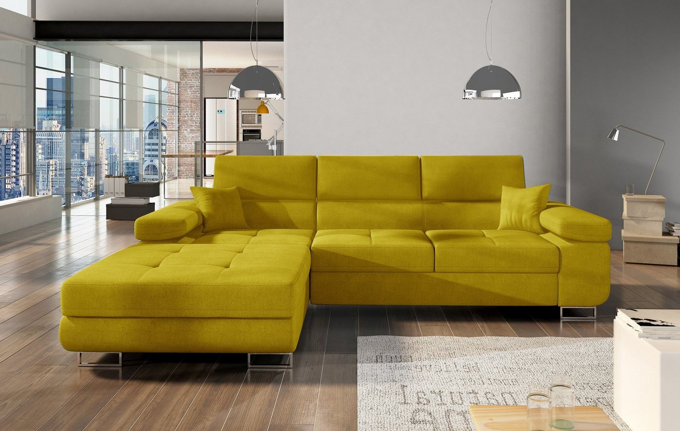 yourhouse24 Ecksofa Armando L-form Schlafsofa Wohnlandschaft Links Rechts Couch Bettkasten von yourhouse24