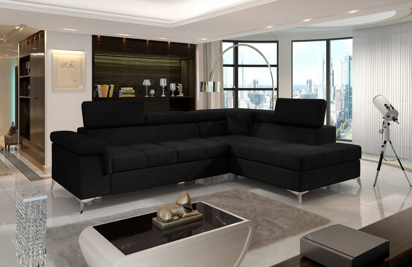 yourhouse24 Ecksofa Eridano L-form Schlafsofa Wohnlandschaft Links Rechts Bettkasten von yourhouse24