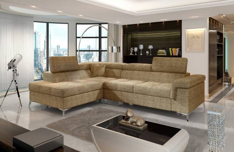 yourhouse24 Ecksofa Eridano L-form Schlafsofa Wohnlandschaft Links Rechts Bettkasten von yourhouse24