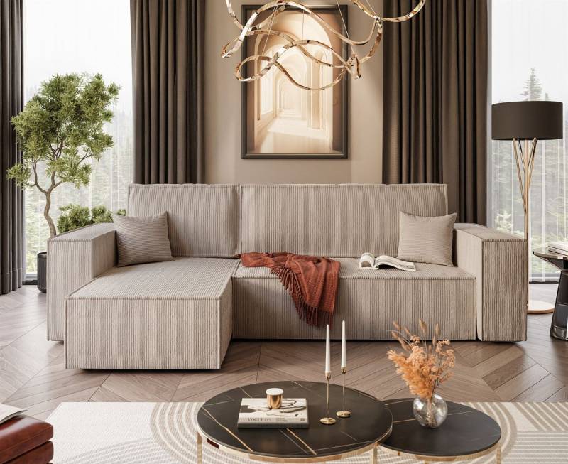 yourhouse24 Ecksofa Gepolstertes CARLOS Kord L-Form von yourhouse24