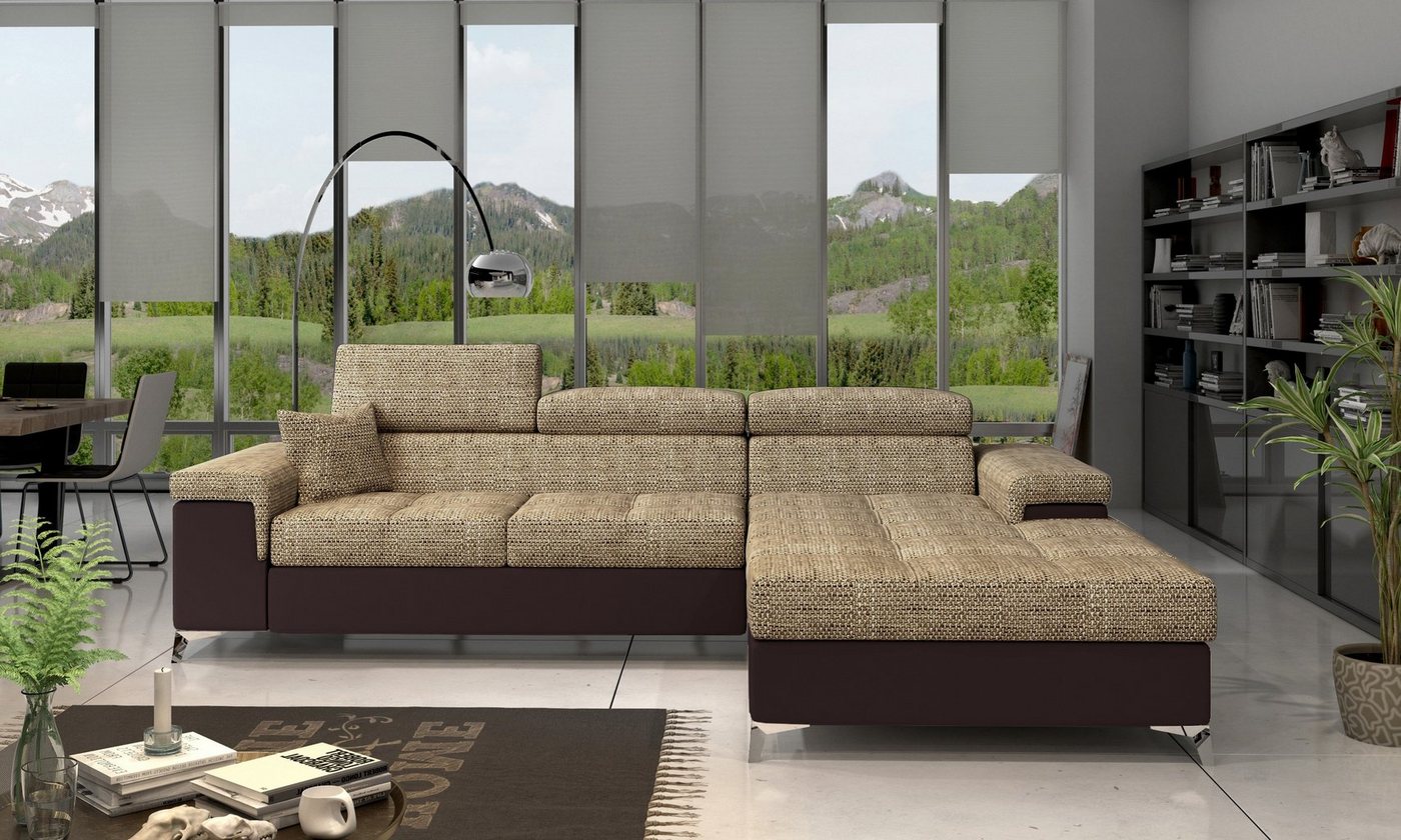 yourhouse24 Ecksofa Ricardo L-form Schlafsofa Wohnlandschaft Links Rechts Bettkasten von yourhouse24