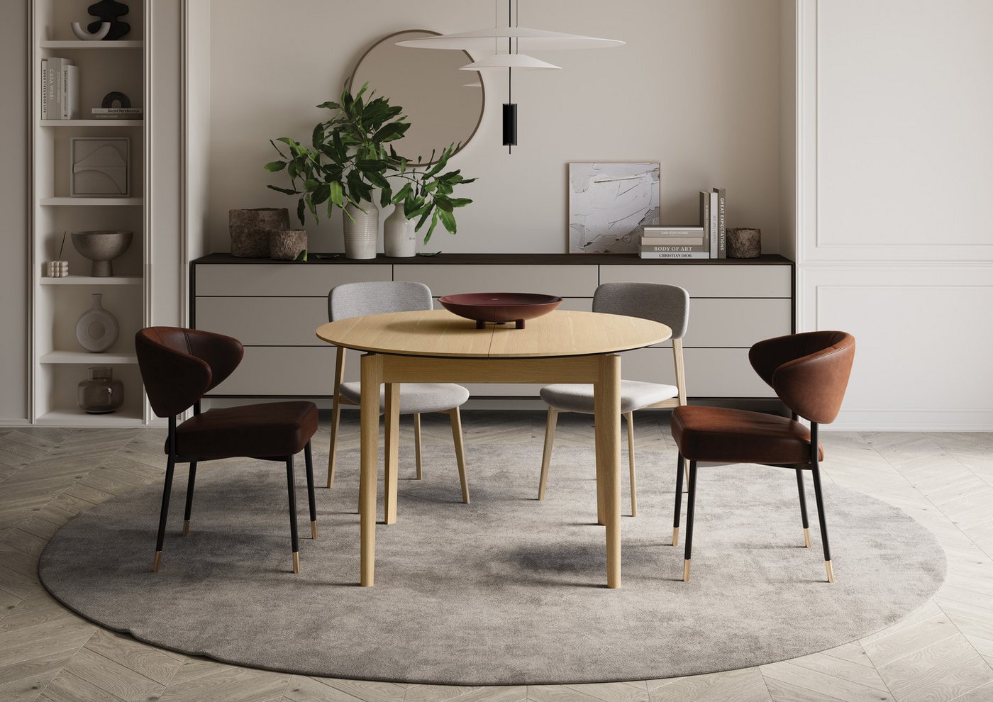 yourhouse24 Esstisch PLOT PT-05 90-210 cm rund, Ausziehbar (1 Esstisch), Ausziehbar von 90 cm auf 210 cm, Ideal für kleine Räume oder Küchen von yourhouse24