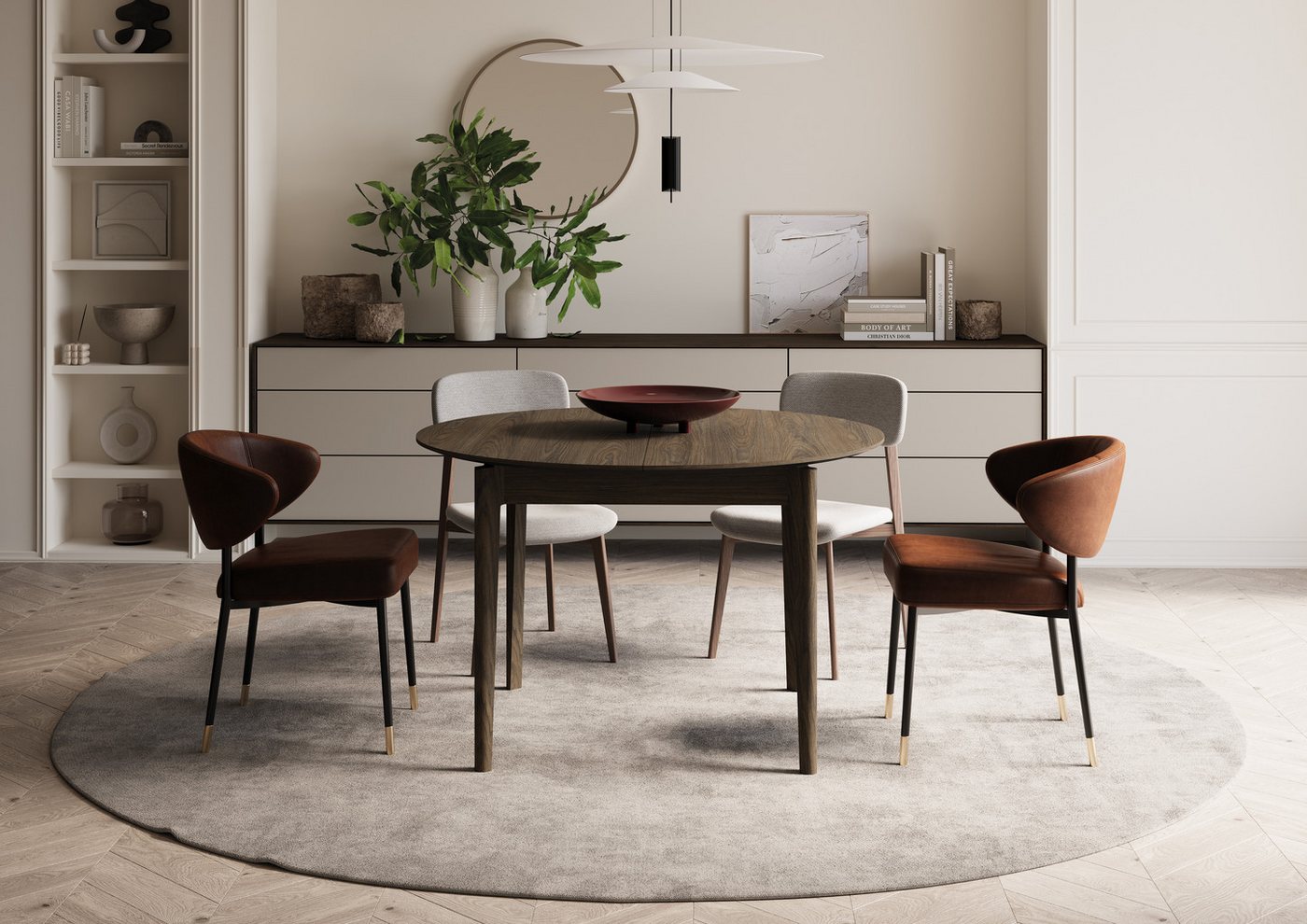 yourhouse24 Esstisch PLOT PT-05 90-210 cm rund, Ausziehbar (1 Esstisch), Ausziehbar von 90 cm auf 210 cm, Ideal für kleine Räume oder Küchen von yourhouse24