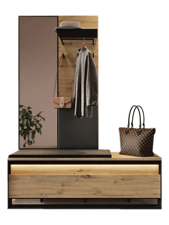 yourhouse24 Garderoben-Set QUANT mit Spiegel für das Vorzimmer LED von yourhouse24