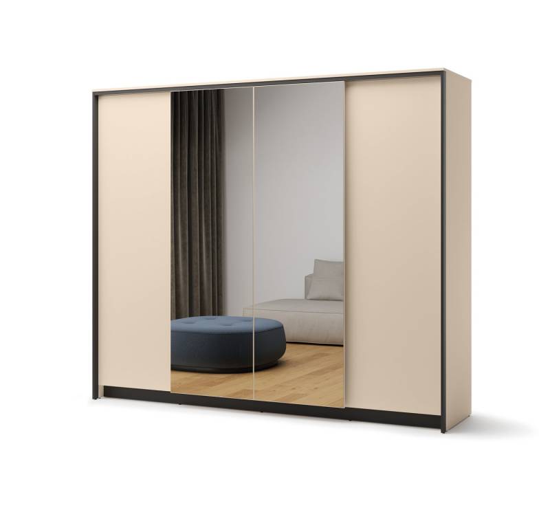 yourhouse24 Kleiderschrank ENNA EN-06 Schlafzimmer Schiebeschrank 4d - sandbeige/schwarz von yourhouse24