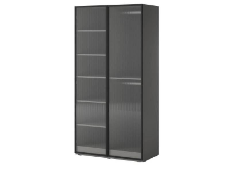 yourhouse24 Kleiderschrank Kleiderschrank Garderobe Riffelglas SANDBOX FLUTES 100 cm Grau von yourhouse24
