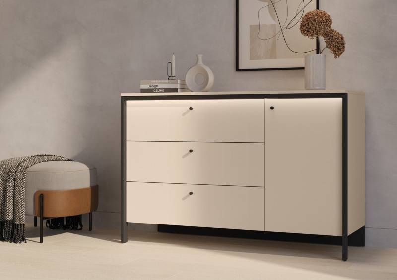 yourhouse24 Kommode 1d3s ENNA EN-04 Schlafzimmer - sandbeige/schwarz/Eiche Natur von yourhouse24